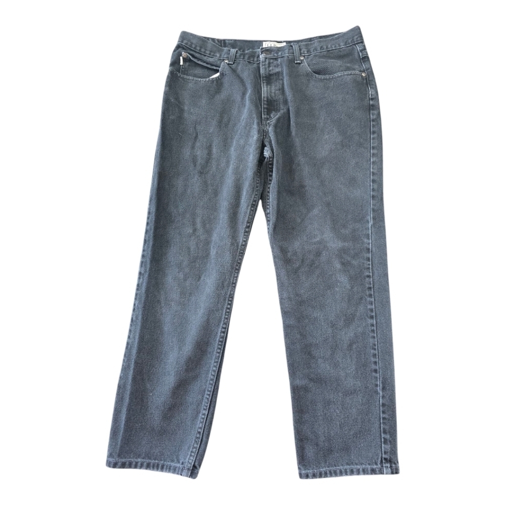 L.L. Bean Jeans Mens 36X29 Black Straight Mid Rise DarkWash Straight Cla…